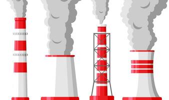 fumar fábrica tubos contra branco fundo. plantar tubo com Sombrio fumaça. carbono dióxido emissões. meio Ambiente contaminação. poluição do meio Ambiente co2. vetor ilustração dentro plano estilo