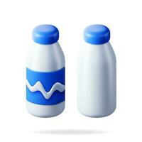 3d vidro garrafa com leite isolado em branco. render realista plástico garrafa do leite. leite laticínios beber pacote recipiente. orgânico saudável produtos. vetor ilustração