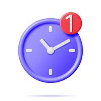 3d volta parede relógio com notificação ícone isolado. render alarme relógio ícone. medição do tempo, prazo final, cronometragem e Tempo gestão conceito. Assistir símbolo. mínimo vetor ilustração