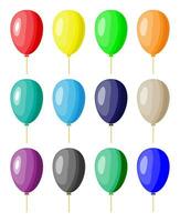 cor balão definir. brilhante colorida lustroso balões com hélio. vetor ilustração dentro plano estilo