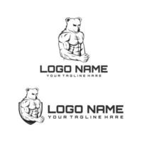 urso feroz com logotipo de corpo musculoso vetor