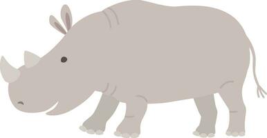desenho animado rinoceronte. amigáveis rinoceronte carrinhos e sorrisos em uma branco fundo. personagem vetor