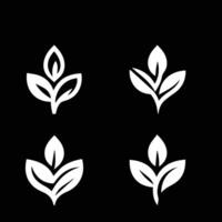 folhas logotipo vetor conjunto isolado em Preto fundo. vários formas do verde folhas do árvores e plantas. elementos para eco e bio logotipos.