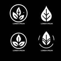 folhas logotipo vetor conjunto isolado em Preto fundo. vários formas do verde folhas do árvores e plantas. elementos para eco e bio logotipos.