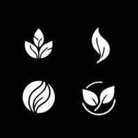 folhas logotipo vetor conjunto isolado em Preto fundo. vários formas do verde folhas do árvores e plantas. elementos para eco e bio logotipos.