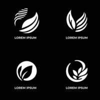 folhas logotipo vetor conjunto isolado em Preto fundo. vários formas do verde folhas do árvores e plantas. elementos para eco e bio logotipos.