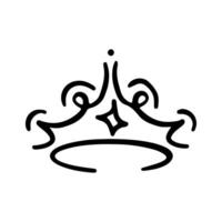 coroa ícone dentro mão desenhado rabisco estilo isolado em branco fundo. rei coroa esboços, majestoso tiara, rei e rainha real diademas vetor. linha arte Principe e Princesa luxuoso cabeça acessórios. vetor