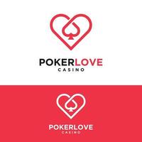 poker love ace of spades modelo de design de logotipo de coração vetor