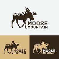 modelo de design de logotipo de alce alce cervo touro montanha colina vetor