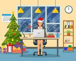 Natal e Novo ano dentro moderno escritório vetor