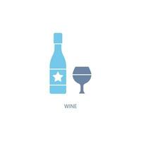 vinho garrafa com vinho vidro conceito linha ícone. simples elemento ilustração. vinho garrafa com vinho vidro conceito esboço símbolo Projeto. vetor