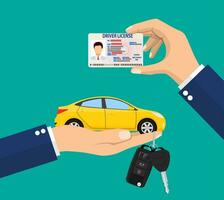 carro motorista licença identificação cartão dentro mão vetor