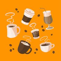 Cartoon Coffee Menu Elements Clipart Conjunto Vector
