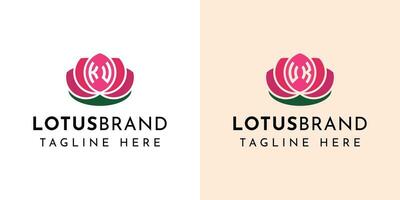 carta ku e Reino Unido lótus logotipo definir, adequado para o negócio relacionado para lótus flores com ku ou Reino Unido iniciais. vetor