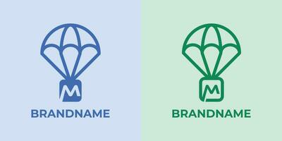 inicial m lançamento aéreo logotipo definir, ótimo para o negócio relacionado para lançamento aéreo ou pára-quedas com m inicial vetor