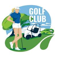 mulheres golfe campeão. profissional Esportes e lazer. vetor plano ilustração