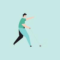 homem jogando trole plano vetor ilustração. homem jogando golfe.