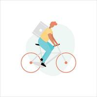 ciclista com caixa plano cor ícone em branco fundo para rede Projeto vetor
