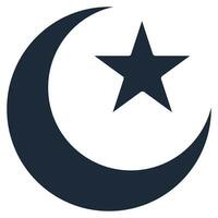 Estrela e crescente, símbolo do islamismo plano ícone isolado em branco fundo. vetor