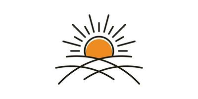 nascer do sol logotipo projeto, minimalista linha, ícone, vetor, símbolo. vetor
