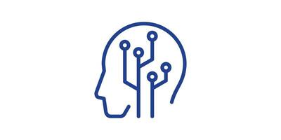 logotipo Projeto combinando a forma do uma humano cabeça com uma Series do cabos. vetor