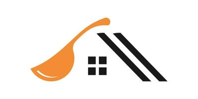 logotipo Projeto combinando a forma do uma casa com colheres e comendo utensílios. vetor