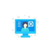 consulta médica online, ícone de vetor de telemedicina
