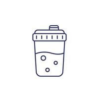 shaker com proteína, ícone da linha de nutrição esportiva vetor