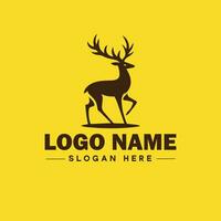 veado animal logotipo e ícone limpar \ limpo plano moderno minimalista o negócio e luxo marca logotipo Projeto editável vetor