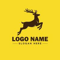 veado animal logotipo e ícone limpar \ limpo plano moderno minimalista o negócio e luxo marca logotipo Projeto editável vetor