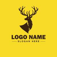 veado animal logotipo e ícone limpar \ limpo plano moderno minimalista o negócio e luxo marca logotipo Projeto editável vetor