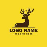 veado animal logotipo e ícone limpar \ limpo plano moderno minimalista o negócio e luxo marca logotipo Projeto editável vetor