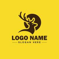 veado animal logotipo e ícone limpar \ limpo plano moderno minimalista o negócio e luxo marca logotipo Projeto editável vetor