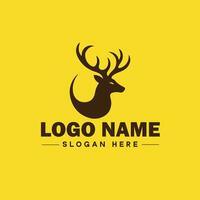 veado animal logotipo e ícone limpar \ limpo plano moderno minimalista o negócio e luxo marca logotipo Projeto editável vetor