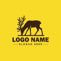 veado animal logotipo e ícone limpar \ limpo plano moderno minimalista o negócio e luxo marca logotipo Projeto editável vetor