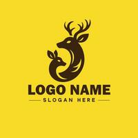 veado animal logotipo e ícone limpar \ limpo plano moderno minimalista o negócio e luxo marca logotipo Projeto editável vetor