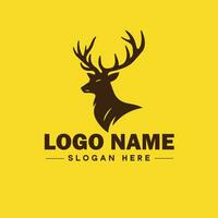 veado animal logotipo e ícone limpar \ limpo plano moderno minimalista o negócio e luxo marca logotipo Projeto editável vetor