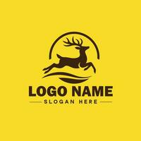 veado animal logotipo e ícone limpar \ limpo plano moderno minimalista o negócio e luxo marca logotipo Projeto editável vetor