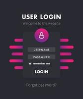 design da janela de login do usuário, modelo de vetor