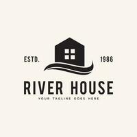 rio casa simples logotipo vintage vetor