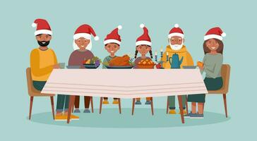 família Natal às a mesa isolado vetor