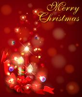 Feliz Natal cartão com velas em fundo vermelho vetor