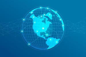 conexão de linhas de rede global. ponto de mapa mundial com conceito de conexão de pontos de fundo de negócios globais. vetor