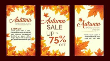 banner de venda de outono, fundo de temporada de outono, fundo de venda de outono vetor