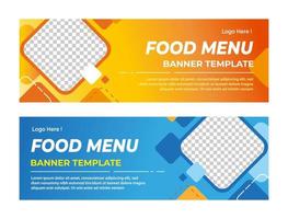 modelo de banner de menu de comida, modelo de postagem de mídia social, banner de restaurante de comida deliciosa vetor