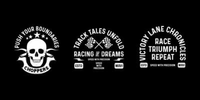 motocicleta Distintivos clube emblemas camiseta Projeto retro corrida tipografia gráficos vetor