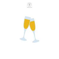 Felicidades champanhe óculos ícone símbolo vetor ilustração isolado em branco fundo