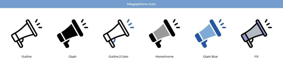 megafone Novo ano ícone conjunto vetor