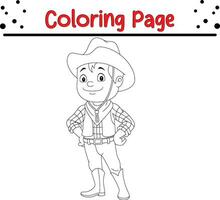 coloração página vaqueiro criança vetor