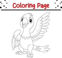 coloração página feliz papagaio vetor
